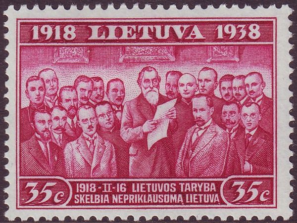Dr. Basanavičius Proclaiming Lithuanian Independence