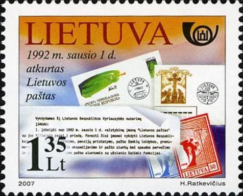 Lithuanian Post Restored, 1st January, 1992