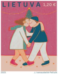 Couple Kissing Under Mistletoe