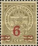Coat of Arms of Luxembourg (Surcharge 6c on 2c brown)