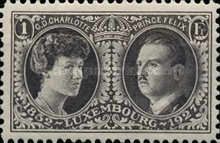 Grand Duchess Charlotte and Prince Felix (1 Fr. grey black)
