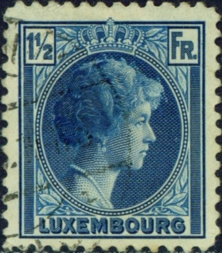 Grand Duchess Charlotte facing Right (1½ Fr. blue)