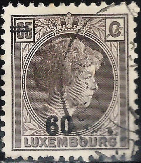 Grand Duchess Charlotte facing Right (Surcharge 60c on 65c)