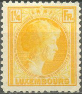 Grand Duchess Charlotte facing Right (1¼ Fr. yellow)