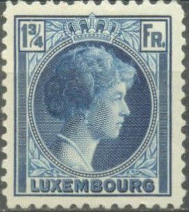 Grand Duchess Charlotte facing Right (1¾ Fr. blue)