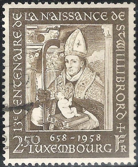 St. Willibrord holding a Child (after Painting Simon Puseel)