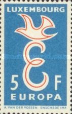 Stylized Dove over Letter "E" (Background blue)