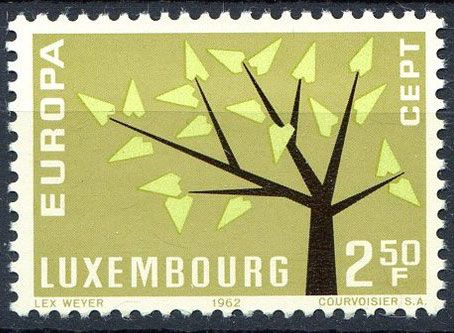 Stylized Tree with 19 Leaves (2.50 Fr. Background olive)