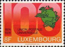 U.P.U. Emblem on "100" (8 Fr. red)
