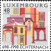 Buildings in Echternach on grey Background