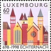 Abbey of Echternach on purple Background