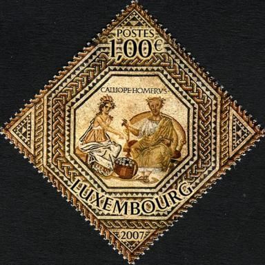 Calliope (epic poetry) and Homer (diamond shaped)