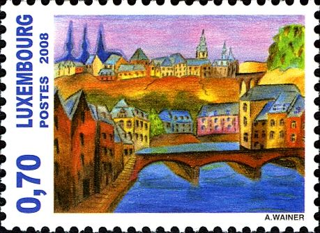 Town, River and Bridge (by A. Wainer)