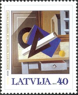 Still Life with Triangular Ruler by Romāns Suta (1924)
