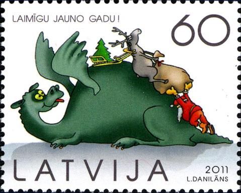 Santa and Reindeer Climbing Dragon's Back