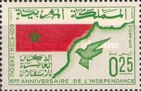 Dove over Ｍap of Morocco and National Flag