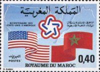 Flags of USA and Morocco and Bicentenary Emblem