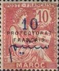 Type Mouchon Moroccan surcharge with overprint