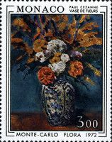Dahlias in a Delft Vase, by Paul Cézanne