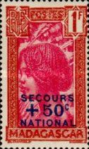 Hova Children overprinted and surcharged