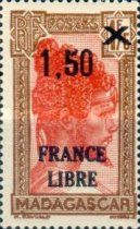 Sakalava Chief overprinted and surcharged