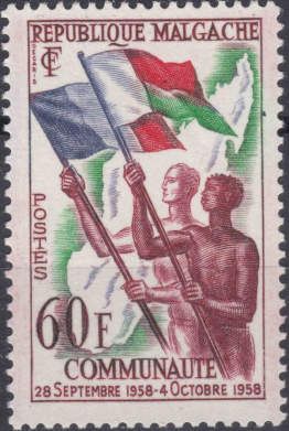 People with Flags and Map of Madagascar