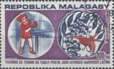 Female Table-Tennis Player and Stylized Bird