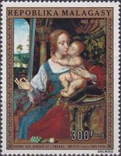 Cherry, Virgin and Child, by Massys (c. 1465-1530)