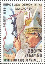 Pope John Paul II and island map