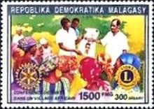 Village health clinic, Rotary, Lions emblems