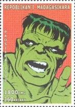 Head of Hulk, red background