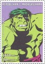 Hulk with red violet pants, lilac background