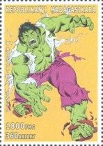 Hulk with ripped shirt, orange background