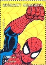 Spiderman with fist at upper right