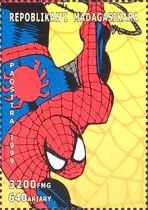 Spiderman holding silk at top