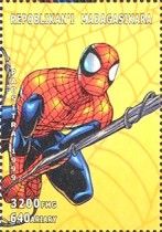 Spiderman with arms together, on silk
