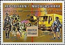 Postmen, diligence, modern mail truck