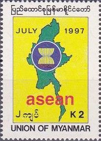ASEAN emblem, map of Burma