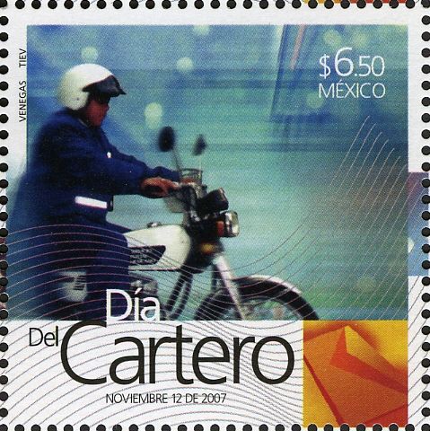 Postman riding Motorcycle
