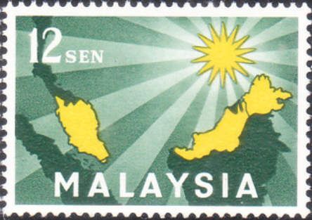 Map of Malaysia & star with 14 beams, symbolising union
