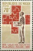 Man with gift parcel and red crosses.