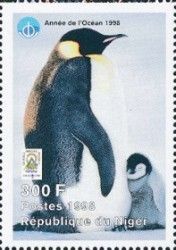 Emperor Penguin with Sleeping Chick