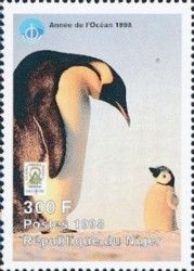 Emperor Penguin with Small Chick