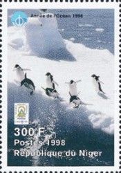 Adelie Penguins Jumping into the Sea