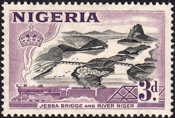 Jebba Bridge and River Niger - Die I flat-bed printing