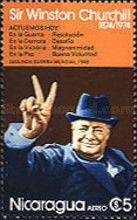 Churchill with V-sign