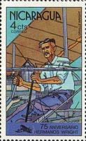 Orville Wright at control of Flyer, 1908.