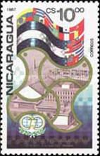 Flags, conference building, emblem