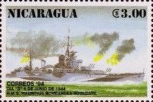 HMS Mauritius bombards Houlgate.