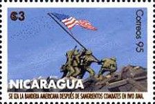 US flag being raised at Iwo Jima